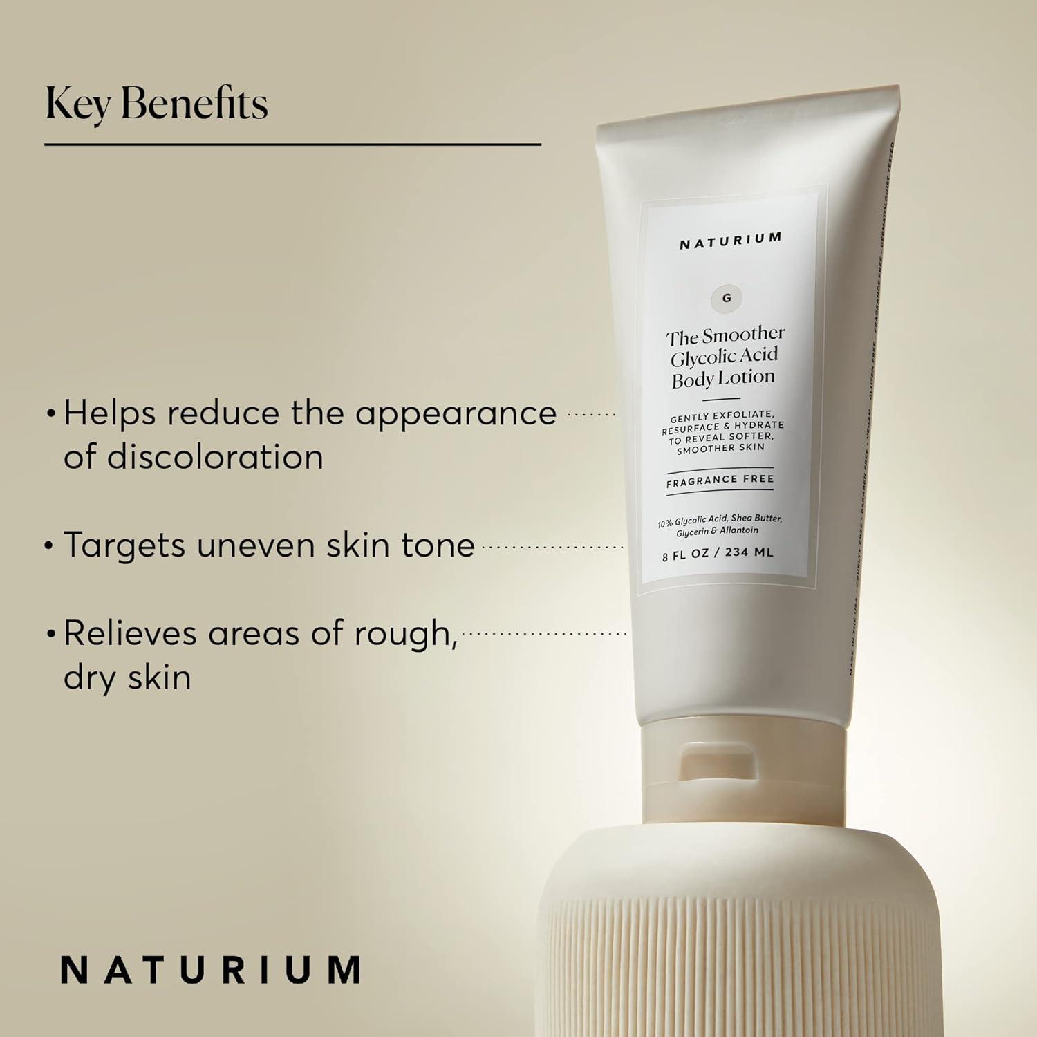 imageNaturium The Smoother Glycolic Acid Body Lotion Resurfacing ampamp Exfoliating Treatment with 10 Glycolic Acid 8 oz
